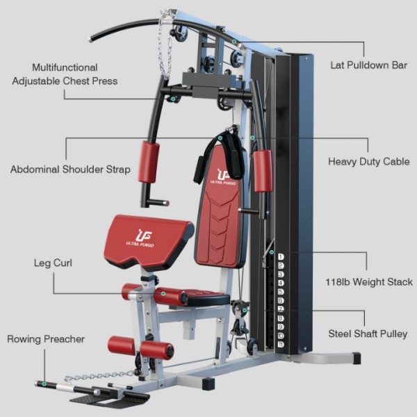 ULTRA FUEGO Multifunctional Home Gym Equipment Workout Station with Pulley System, Arm, and Leg Developer for Full Body Training